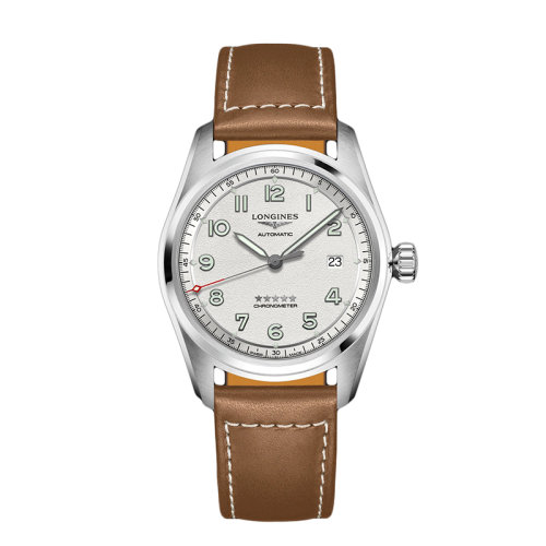 LONGINES/浪琴 先行者系列 男士銀色自動(dòng)機(jī)械精鋼表殼和小牛皮表帶腕表40毫米L3.810.4.73.2