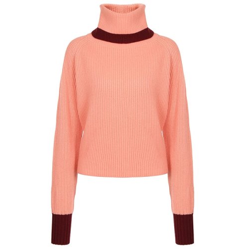 SPORTMAX 西柚粉拼接酒紅色邊 女士針織衫/毛衣 23660383600 12167 ZELIG004