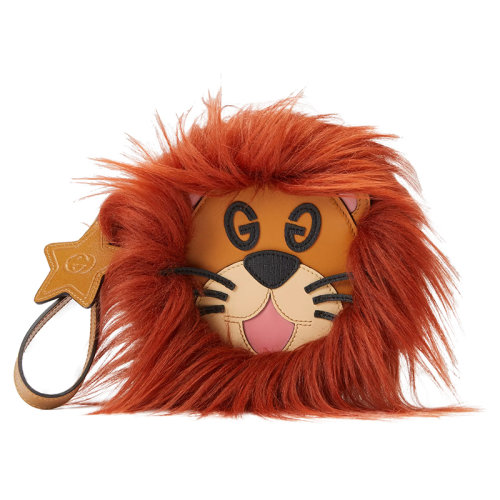 GUCCI/古馳 22新款 兒童款橄欖綠燈芯絨星星GG拉鏈拉鏈封口獅子造型手提包7048062S8CN2892