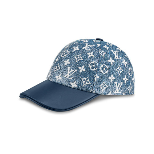 Louis Vuitton/路易威登 22年春夏新款 JACQUARD DENIM系列 女士藍(lán)色錦綸混紡牛仔面料老花圖案鴨舌帽棒球帽M77435