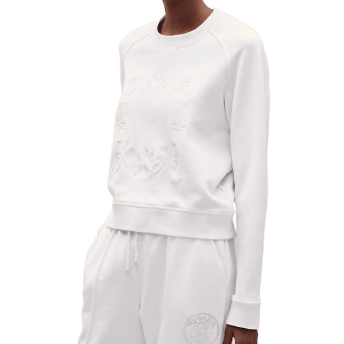 HERMES/愛馬仕 22年春夏新款 女士白色純棉刺繡抓絨運動衫衛(wèi)衣H2E4609DQ9034