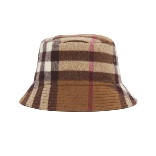 BURBERRY/博柏利 22年早春新款 男女同款樺木棕羊毛格紋漁夫帽80489291