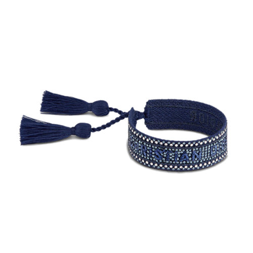 DIOR/迪奧 22新款 J'ADIOR系列 女士寶藍(lán)色繡花棉絨球配寶藍(lán)色水晶手鏈B1598ADRCY_D29B