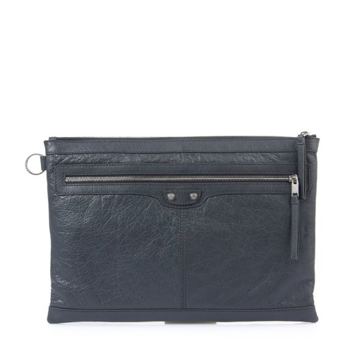 Balenciaga/巴黎世家 男士羊皮鉚釘拉鏈時(shí)尚機(jī)車包手拿包