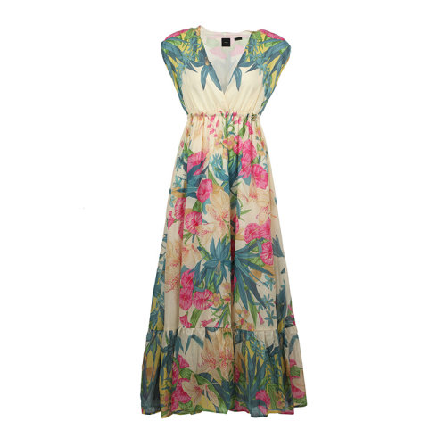 Pinko/品高22春夏花卉印花V領無袖女士連衣裙1G17JMY7YF