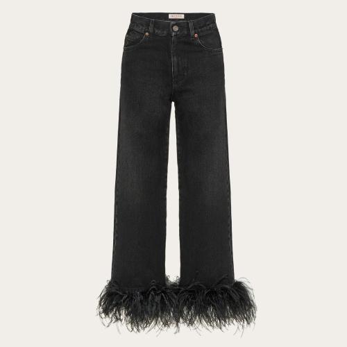  VALENTINO華倫天奴 22年秋冬 女士 牛仔褲 JEAN EN DENIM BRODé DE PLUMES 1B3DD14C79W0NO