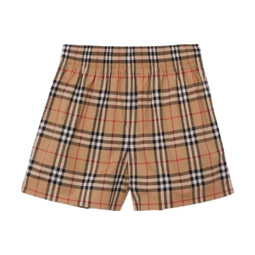  BURBERRY 22年春夏 女士 側(cè)邊條紋 Vintage 格紋彈力棉質(zhì)短褲 80405981 預(yù)定商品1-3周發(fā)貨