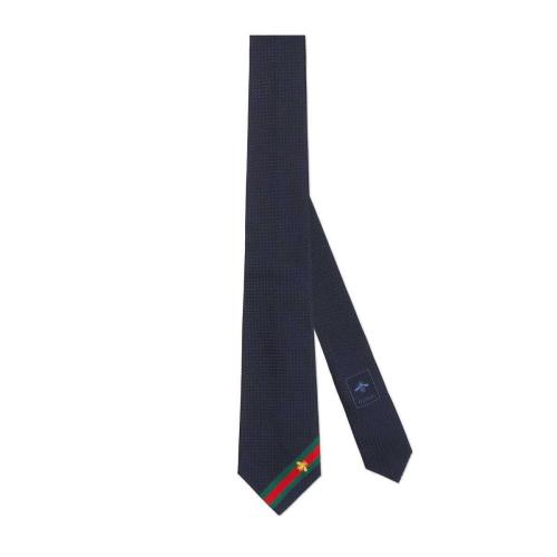  GUCCI古馳 22年秋冬 男士 蜜蜂織帶裝飾真絲領(lǐng)帶 456510 4E002 4066