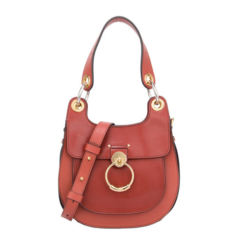 CHLOE/克洛伊 女士黑色牛皮圓環(huán)裝飾翻蓋可拆卸肩帶手提包單肩包斜挎包女包 C19AS158-B30-001