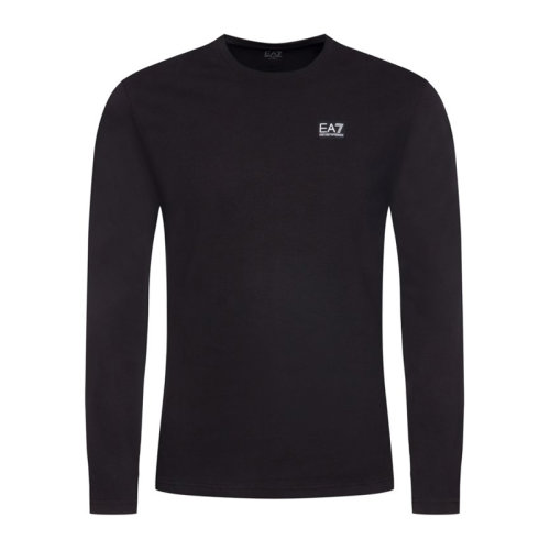 Emporio Armani/安普里奧阿瑪尼  男裝 服飾 黑色圓領(lǐng)棉質(zhì)經(jīng)典LOGO時尚男士長袖T恤
