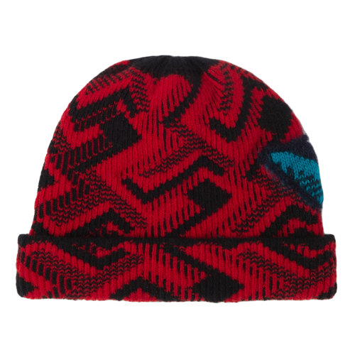 PRADA/普拉達(dá) 秋冬 男士黑色/紅色羊毛和羊絨提花帽UMD491_1ZJ2_F0N98_S_212