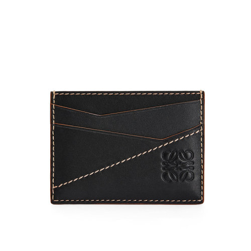LOEWE/羅意威 Puzzle系列 男士黑色光滑小牛皮縫制拼圖卡片夾0010472629