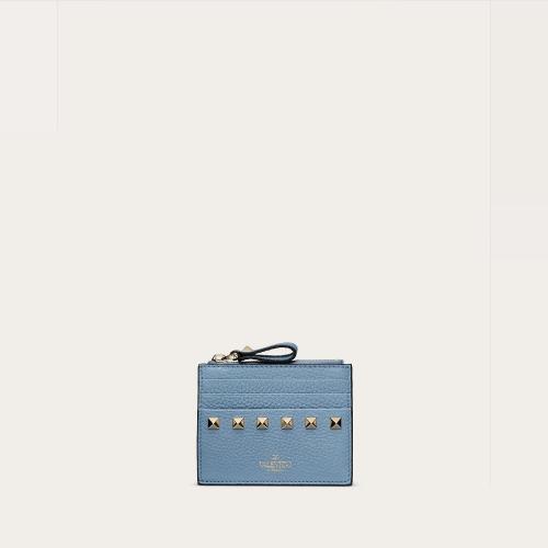  VALENTINO華倫天奴 22年秋冬 女士 卡包 PORTE-CARTES ROCKSTUD ZIPPé EN VEAU GRAINé 1W2P0