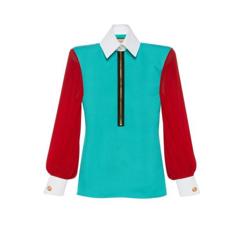  GUCCI古馳 22年秋冬 女士 可拆卸衣領(lǐng)真絲羅緞襯衫 669899 ZAH29 4387