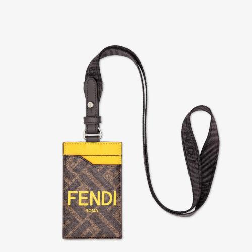  FENDI芬迪 22年秋冬 男士 卡包 棕色布料卡夾 7M033_JJ8F1HRH