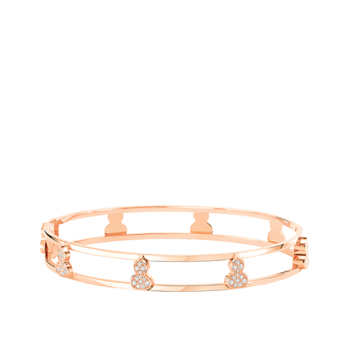 QEELIN/麒麟珠寶 22春夏新款Wulu系列 18K金玫瑰金葫蘆造型鑲嵌鉆石手鐲WU-040-SP8BN145-RGD