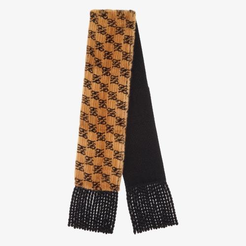  FENDI芬迪 22年秋冬 女士 圍巾 雙色貂皮和針織圍巾 FNG55_IRDF1AAP