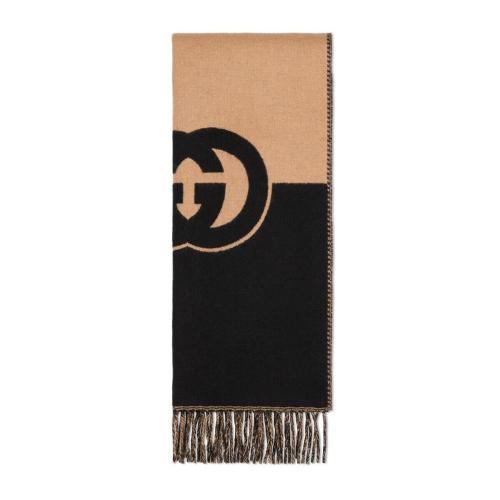  GUCCI古馳 22年秋冬 男士 飾互扣式雙G羊毛圍巾 715497 4GAAA 1079