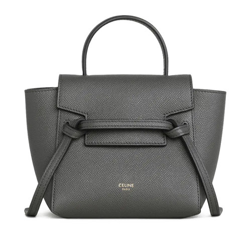 CELINE/賽琳 經(jīng)典款BELT PICO系列 灰色荔枝紋小牛皮手提單肩金扣PICO鯰魚包194263ZVA.10DC