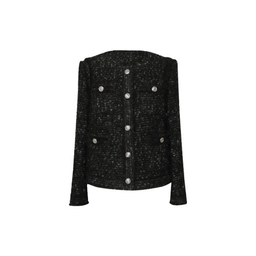 GeleiStory/GeleiStory  秋冬新款法式名媛小香風(fēng)外套圓領(lǐng)短款羊毛粗花呢上衣 女士夾克