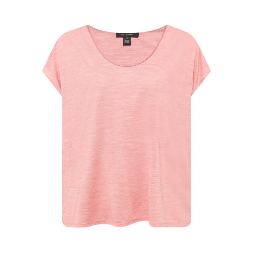 St. John/盛薔 粉色春夏季真絲寬松短款圓領(lǐng)女士短袖T恤K50W052