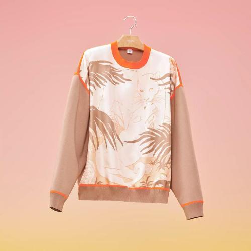  HERMES愛(ài)馬仕 22年秋冬 女士 針織衫 Pull Inspiration Sweat-shirt twillaine imprime ??Ju