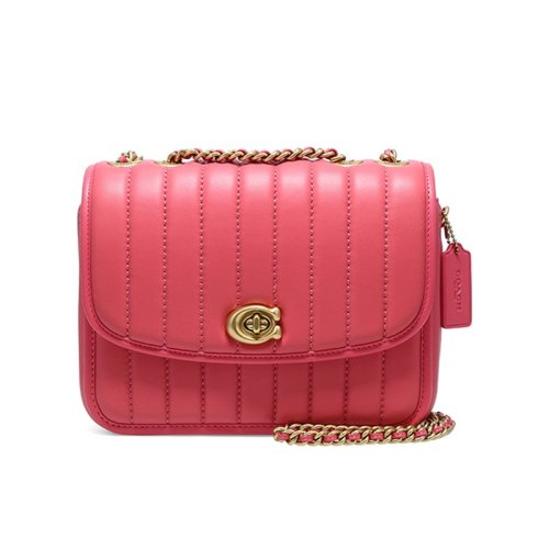 COACH 蔻馳  女士專柜款MADISON系列皮革絎縫單肩斜挎包亮粉色 4684  B4WM3