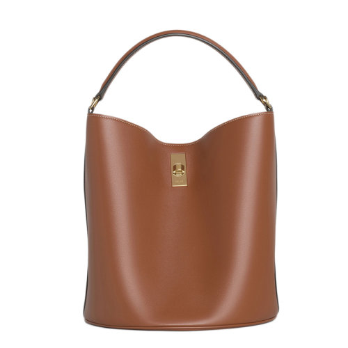 CELINE/賽琳 新款SEAU 16系列 女士黃褐色光滑小牛皮水桶包單肩手提包195573CR4.04LU