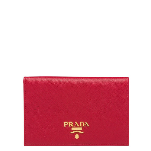 PRADA/普拉達(dá) 22春夏新款 女士亮紅色皮革金標(biāo)折疊長薄款錢包1MV018_QWA_F068Z