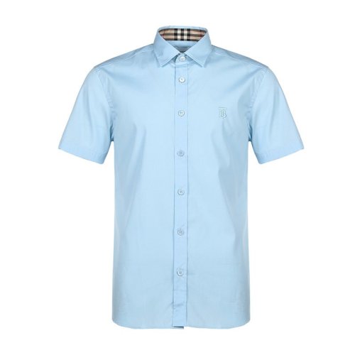  BURBERRY/博柏利 男士淺藍色棉質(zhì)短袖襯衫 8032312 PLFSX