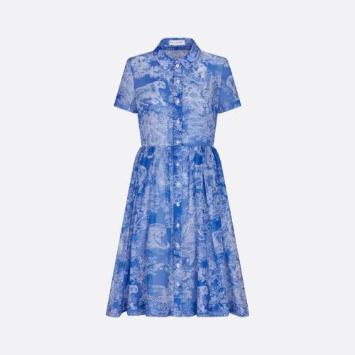  DIOR迪奧 22年秋冬 女士 連衣裙 Dioriviera 中長款襯衫式連衣裙 241R81A3846_X5882