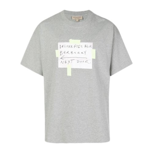 Burberry/博柏利 20春夏 男裝 服飾 灰色棉質(zhì)徽標(biāo)圖形 男士短袖T恤