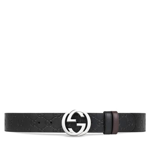 GUCCI/古馳 經(jīng)典款Signature男士雙面黑棕皮革銀色雙G扣腰帶 ?473030CWCWN1070