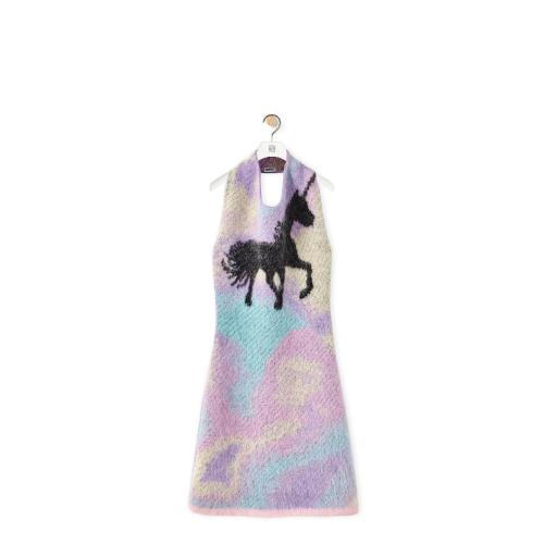  LOEWE羅意威 22年秋冬 女士 連衣裙 Unicorn jacquard dress in mohair S540Y15K51-9990