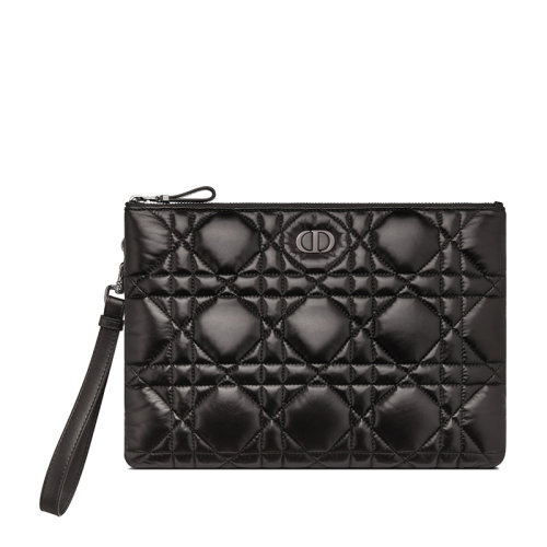 DIOR/迪奧 22秋冬新款Caro系列 男女同款黑色小牛皮絎縫黑銀扣可拆卸肩帶帥氣優(yōu)雅大號手拿包S5086BNGX_M900