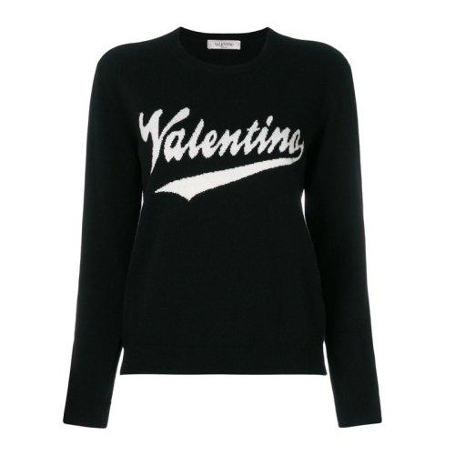  Valentino/華倫天奴 女士黑色羊毛混紡針織衫/毛衣 PB3KC0533R5 0NO PLFSX