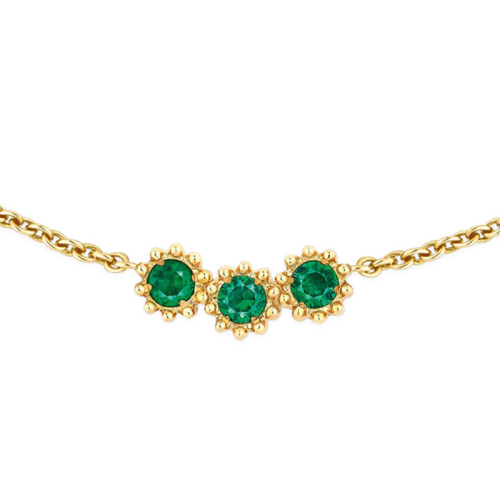 DIOR/迪奧  女士MIMIROSE 18K黃金和祖母綠寶石手鏈 JMRO95009_0000