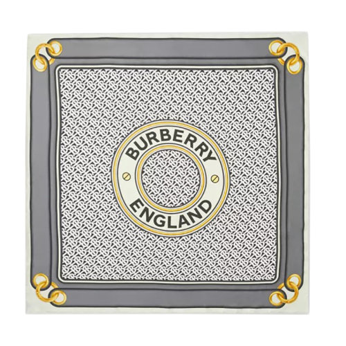 BURBERRY/博柏利 男女同款黑白色桑蠶絲蒙太奇印花絲質(zhì)方巾圍巾80417621