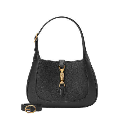 GUCCI/古馳 22春夏新款Jackie 1961系列 女士小號黑色皮革金扣單肩斜挎腋下包手提包636709AZB0G1000