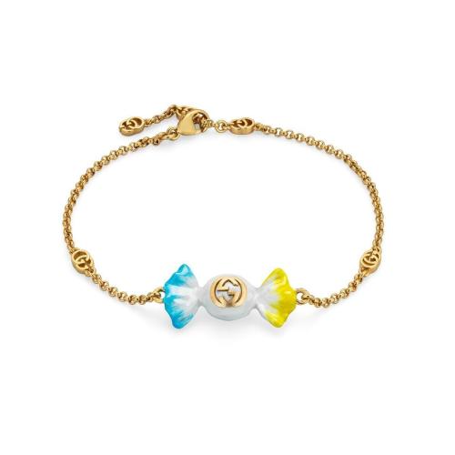  GUCCI古馳 22年秋冬 女士 互扣式雙G糖果手鏈 702706 I7748 8484