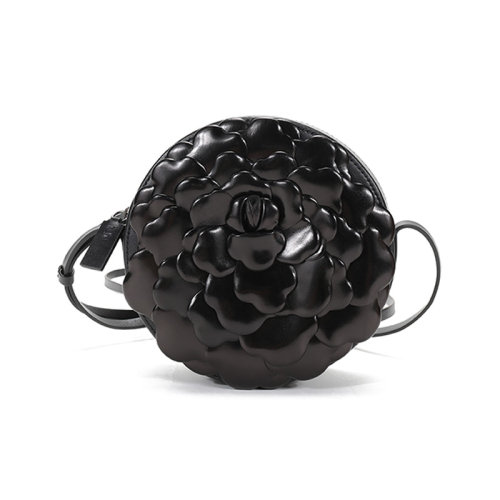 Valentino/華倫天奴  女士羊皮革玫瑰花瓣圓形單肩斜挎包 VW2B0I32JBZ