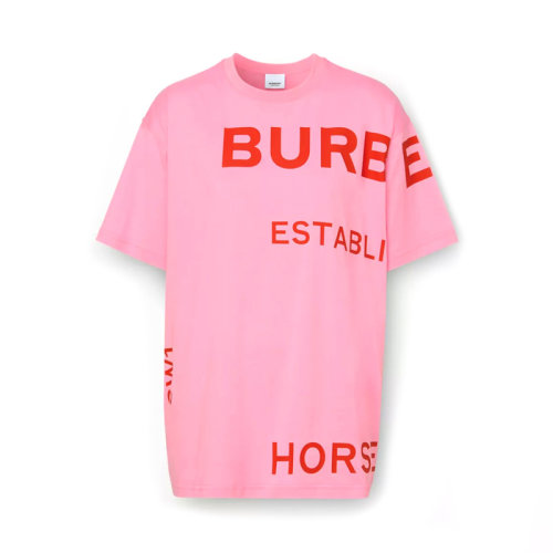 Burberry 博柏利 女士服裝 粉色印花棉質(zhì)超大T恤 女士短袖T恤