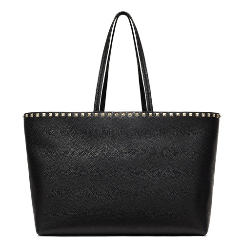 Valentino/華倫天奴 21新款 ROCKSTUD系列 女士黑色粒面小牛皮金屬飾釘磁扣手提單肩包ZW2B0B70VSF0NO