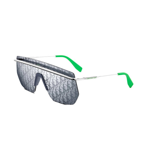 DIOR/迪奧 22年早春新款 DIORMOTION M1I系列 男士藍(lán)色眼罩式老花圖案鏡片配銀色金屬鏡框綠色鏡腳太陽鏡墨鏡MOTNM1IAT_F0B8