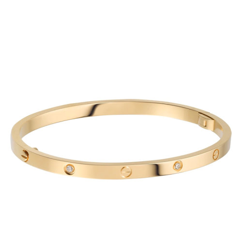 CARTIER/卡地亞 經(jīng)典LOVE系列 18K金黃金鑲嵌6顆鉆石小號窄版螺釘手鐲B6047217