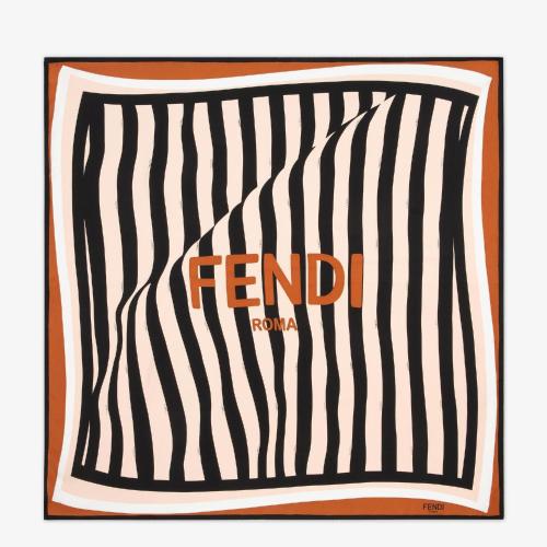  FENDI芬迪 22年秋冬 女士 圍巾 拼色桑蠶絲圍巾 FXT091AET5F0QF7