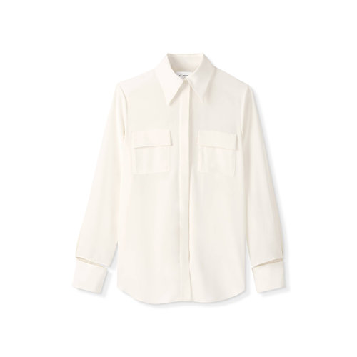 St.John/盛薔21早秋女士長袖襯衫知性翻領(lǐng)真絲襯衫K914C51