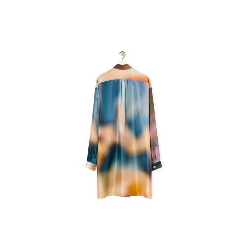  LOEWE羅意威 22年秋冬 女士 長袖襯衫 Blur print shirt in silk S540Y06X57-9990