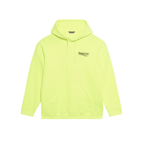 Balenciaga/巴黎世家 男裝 男士字母logo熒光黃色棉質時尚百搭連帽男衛(wèi)衣 600583TJVD47110