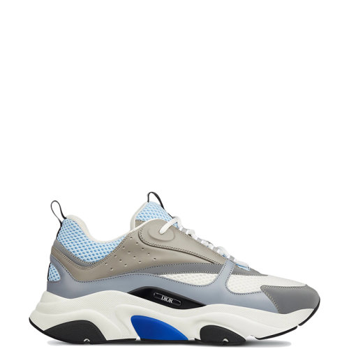 DIOR/迪奧 22年早春新款 B22系列 男士藍白相間網(wǎng)面和灰色牛皮革復古運動鞋3SN231YXX_H865